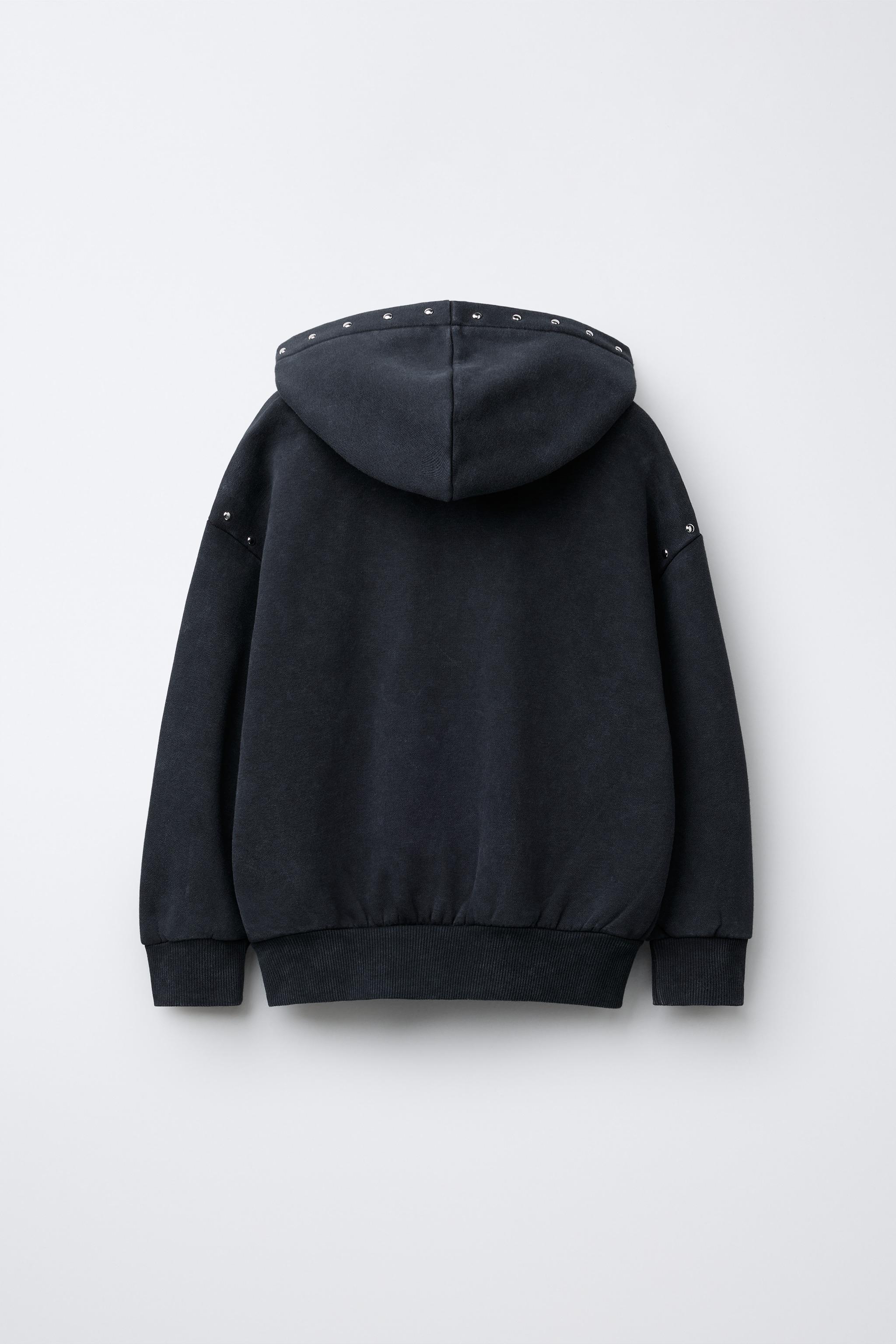 WASHED EFFECT STAR AND STUD HOODIE